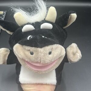 Lakeshore‎ Learning Toys Cow Hand Puppet 10" Plush Black White Pink